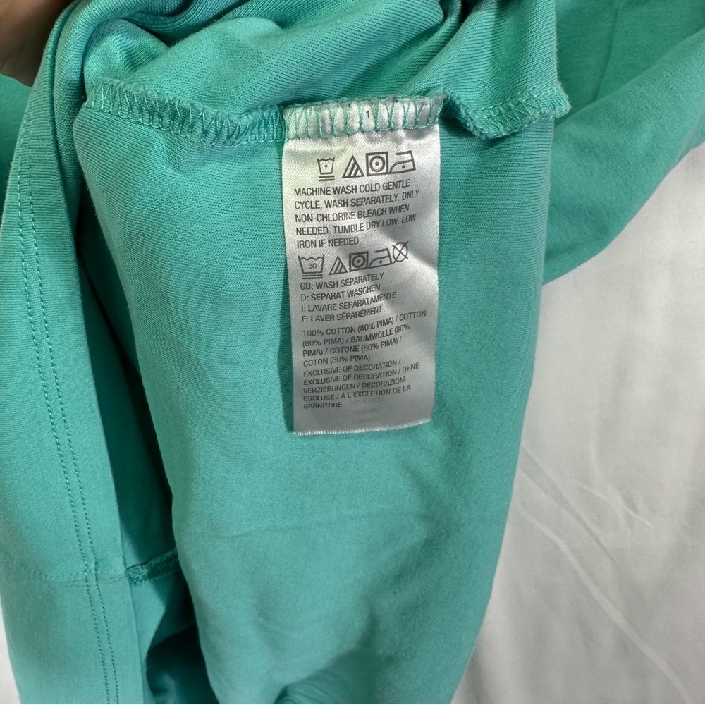 Isaac Mizrahi Live Essentials Teal V-Neck Short Sleeve Top Size S - Picture 3 of 7